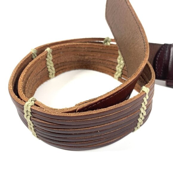 Talbots Women's Leather Belt Brown/Cream Silver Buckle Style#:6437 Size Small - Picture 4 of 11